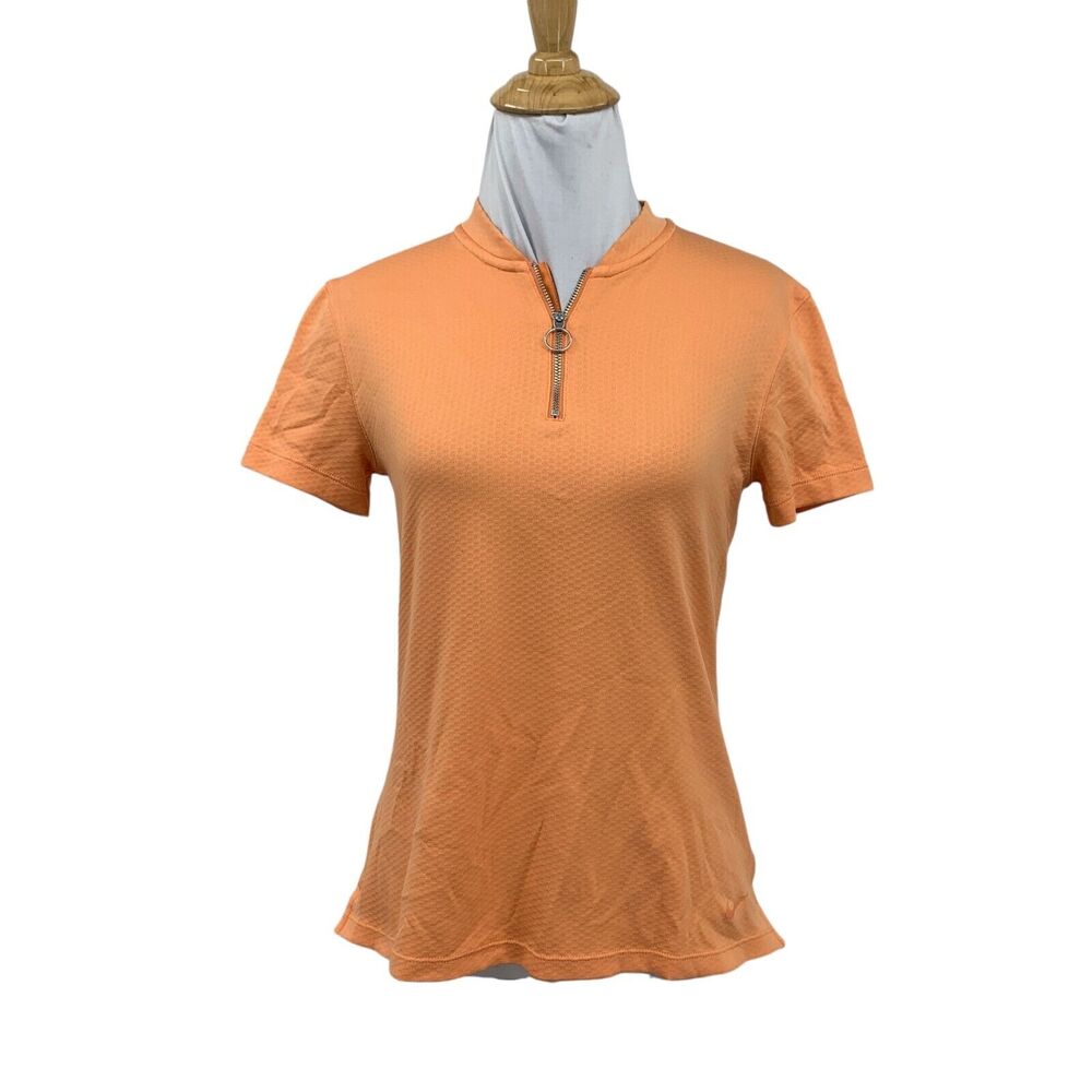 Nike Shirt Womens S Small Orange Standard Dri Fit Quarter Zip Golf Athletic Top